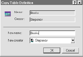Определение таблиц данных